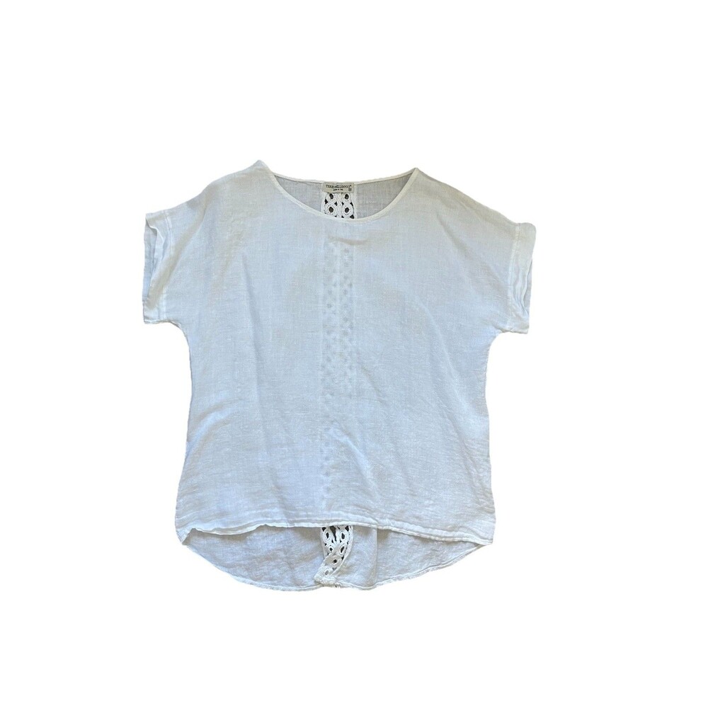 terzo millennio linen top Size M Crochet Back Detail